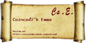Csincsák Emma névjegykártya
