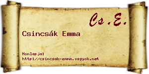 Csincsák Emma névjegykártya